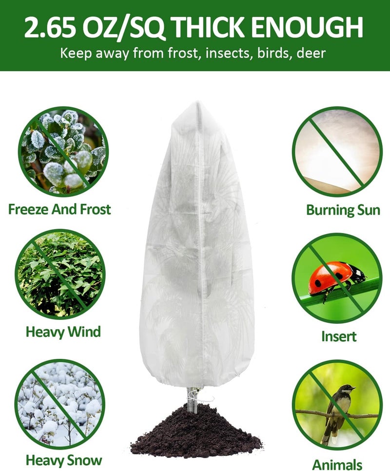 EAONE Plant Covers Freeze Protection 47x71”, Set of 4 Winter Frosts Cloth for Outdoor Plants, Reusable Frost Blankets Tree Wrap Protector for Shrub Cold Weather Bird Insect Prevention, White - Image 3